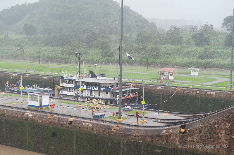 20101202_140708 D3.jpg - Miraflores Locks, Panama Canal.  Here several smaller boats are being lowered at Miraflores Locks